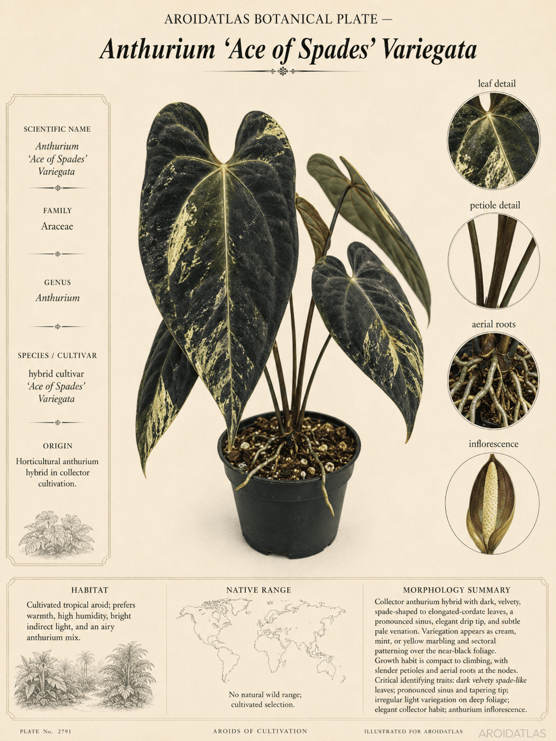Ace of Spades Variegata Anthurium